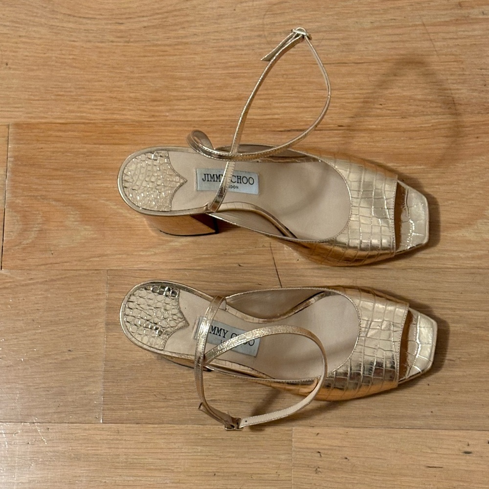 Jimmy Choo Metallic Gold Heels